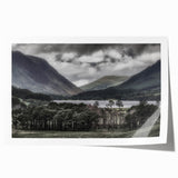 Extra large rolled print of Cumbria's landscape in muted green and blue tones, ideal for art wall dining room.