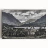Black and white scenic photograph of Cumbria, England on stretched canvas, ideal for kitchen wall art.