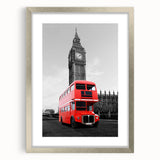 Extra large abstract art print of London scenery in silver frame, featuring textured details in muted colors.