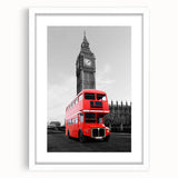 Textured art depicting an abstract scene of London with muted gray and blue tones on a framed poster, ideal for bedroom art.