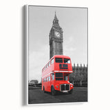 Vintage poster art of the London skyline on a large framed canvas, featuring a colorful palette, ideal for living room decor.