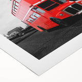 Art deco poster of London skyline in muted gray, ideal for dining room wall art, on rolled canvas.