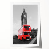 Extra large rolled print of London scenery with muted floral elements, ideal for art wall dining room.