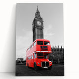 Black and white large art print of the London skyline on stretched canvas, ideal for kitchen wall art.