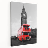 Large art print of London skyline in muted gray and blue tones on stretched canvas, suitable for kitchen wall art.