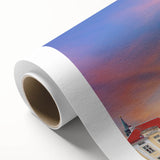 Art Deco poster of European scenery in Estonia, with pastel shades on rolled canvas, perfect for nursery wall art.