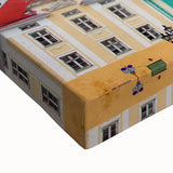 Black and white landscape art painting of a European scenery on stretched canvas, ideal for bedroom wall decor.