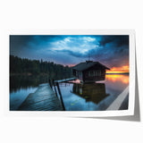 Extra large rolled print featuring a serene Finnish landscape with lush green meadows and a clear sky.