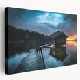 Scenic Finland landscape on large stretched canvas, featuring muted greens and blues, ideal for kitchen wall art.