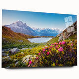 Acrylic print of the French Alps in muted earth tones, ideal for bedroom or dining room art.