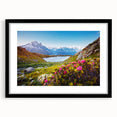 Extra large framed print of abstract French Alps in vibrant, textured colors, ideal for living room decor.