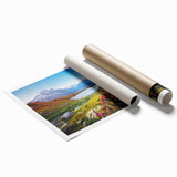 Extra large rolled print of French Alps scenery with vibrant green and blue hues, ideal for classy bathroom wall art.