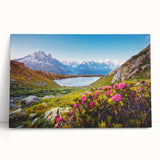 Black and white image of the French Alps on a large stretched canvas, ideal for kitchen wall art.