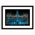 Extra large colorful abstract art print of Lyon scenery on textured canvas, framed in black, ideal for living room decor.