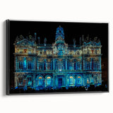 Black and white framed canvas of vintage Lyon landscape, ideal for bedroom wall art.