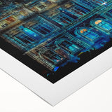 Art deco poster of Lyon cityscape in muted earth tones on rolled canvas, suitable for dining room decor.