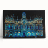 Black and white stretched canvas of Lyon, France scenery, ideal for kitchen wall art.