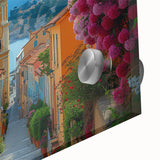 Large abstract wall art of Nice, France in pastel shades on acrylic glass, suitable for dining room ambiance.