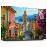 Acrylic print of a scenic Nice, France landscape in muted watercolor tones, suitable for bedroom or dining room decor.
