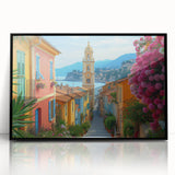 Large abstract wall art depicting a scenic view of Nice, France.