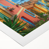 Art deco poster of Nice, France in muted pastel colors on rolled canvas, suitable for dining room decor.