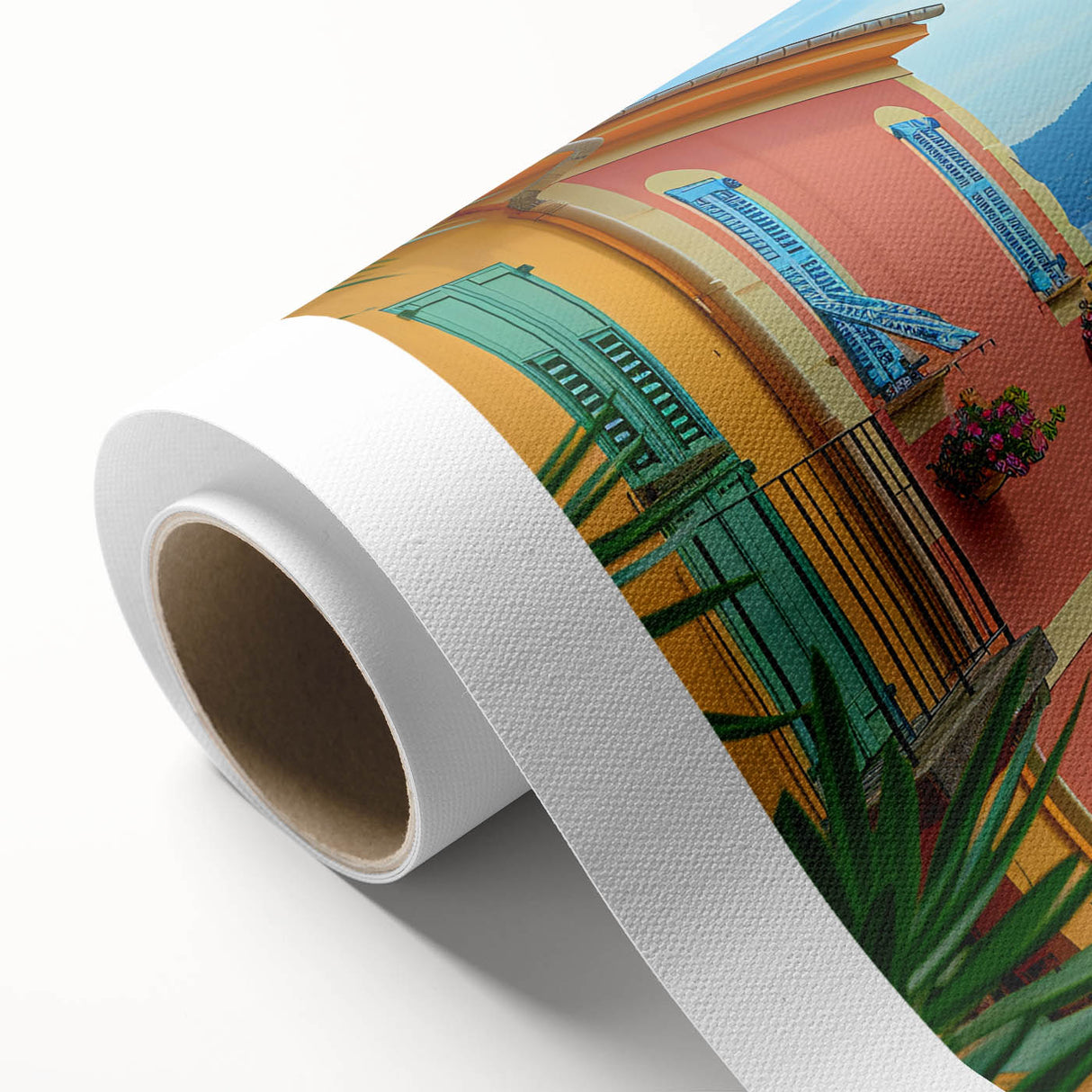 Art Deco poster of Nice, France scenery in pastel colors on rolled canvas, ideal for nursery wall art.