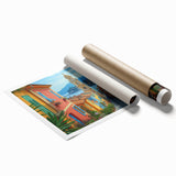 Extra large rolled print of Nice, France with vibrant floral elements, ideal for classy bathroom wall art.