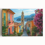 Black and white stretched canvas of Nice, France scenery, suitable as kitchen wall art or for bedroom ambiance.