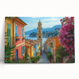 Black and white stretched canvas of Nice, France, with a panoramic city view, ideal for kitchen wall art.