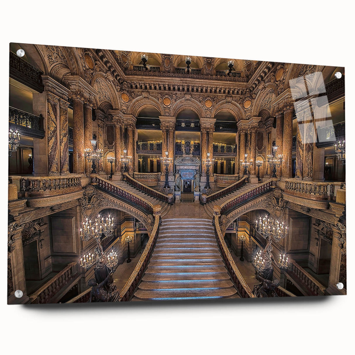 Acrylic print of Paris scenery with subdued pastel colors, suitable for bedroom or dining room decor.