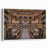 Vintage poster art of Paris with colorful accents on extra large framed canvas, ideal for living room decor.