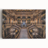 Black and white stretched canvas of Parisian scenery, ideal for kitchen wall art or bedroom ambiance.