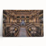 Black and white stretched canvas of Paris scenery, ideal for kitchen wall art.