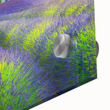 Large abstract depiction of Provence scenery in muted earth tones on acrylic glass, suited for dining room art.