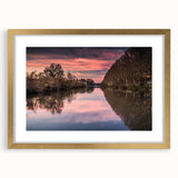 Abstract art print of a southern France landscape in muted earth tones, framed in gold, suitable for dining room decor.