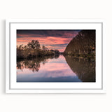 Textured abstract art print of a South France scenery in muted earth tones on a framed white mat, ideal for bedroom art.