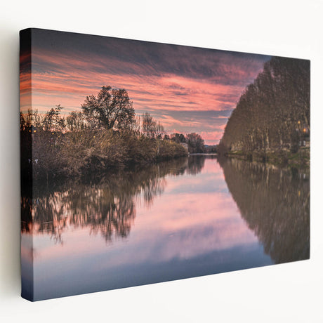 A panoramic view of a southern French landscape on stretched canvas, featuring muted earth tones, ideal for kitchen wall art.