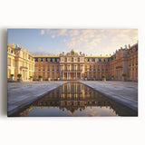 Black and white large art print of the Versailles Palace on stretched canvas.