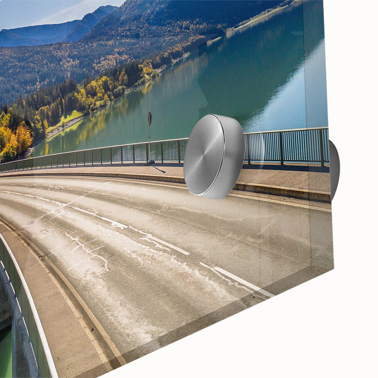 Acrylic print of a Bavarian landscape in muted earth tones, ideal for dining room art in a mid-century modernist style.
