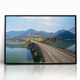 Large abstract wall art depicting a Bavarian landscape in muted earth tones on a framed acrylic.