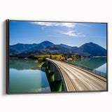 Black and white landscape art painting of Bavarian scenery on framed canvas, ideal for bedroom wall decor.