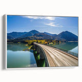 Vintage poster art of Bavarian scenery on framed canvas, featuring colorful art in extra large size.