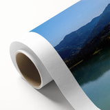 Art deco poster of Bavarian landscape in pastel colors on rolled canvas, suitable for nursery wall art or dining room.