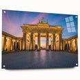 Acrylic print of Berlin cityscape in muted gray and blue tones, ideal for modern bedroom or dining room decor.