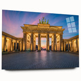 Large abstract depiction of Berlin on acrylic glass with vibrant multicolor palette, ideal for bedroom or dining room art.