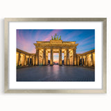 Extra large textured abstract art print of Berlin scenery in silver frame, ideal for living room decor.