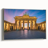 Landscape art painting of Berlin featuring colorful accents on a black vintage poster, framed canvas.
