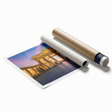 Extra large rolled print of Berlin scenery with floral accents in soft pastel shades.
