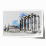 Extra large rolled print of Athens scenery with muted earth tones, ideal for art wall dining room.