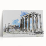 Black and white large art print of Athens scenery on stretched canvas, ideal for kitchen wall art.